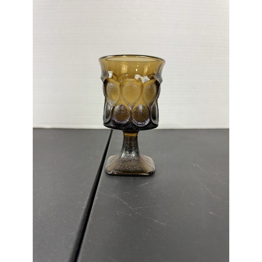 Vintage Brown Glass Cordial Liqueur Wine Glassware Pedestal Base
